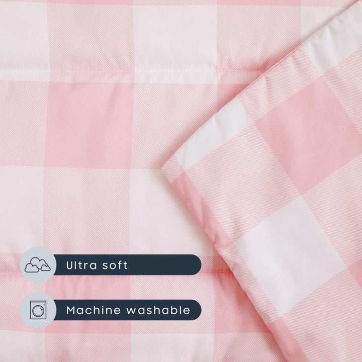 - Toddler Nap Mat with Pillow and Blanket, for Kids Boys Girls in Kindergarten Daycare Preschool Pre K, Roll up Sleeping Bag, Gingham Plaid Grid Checkered, Light Pink White, Standard