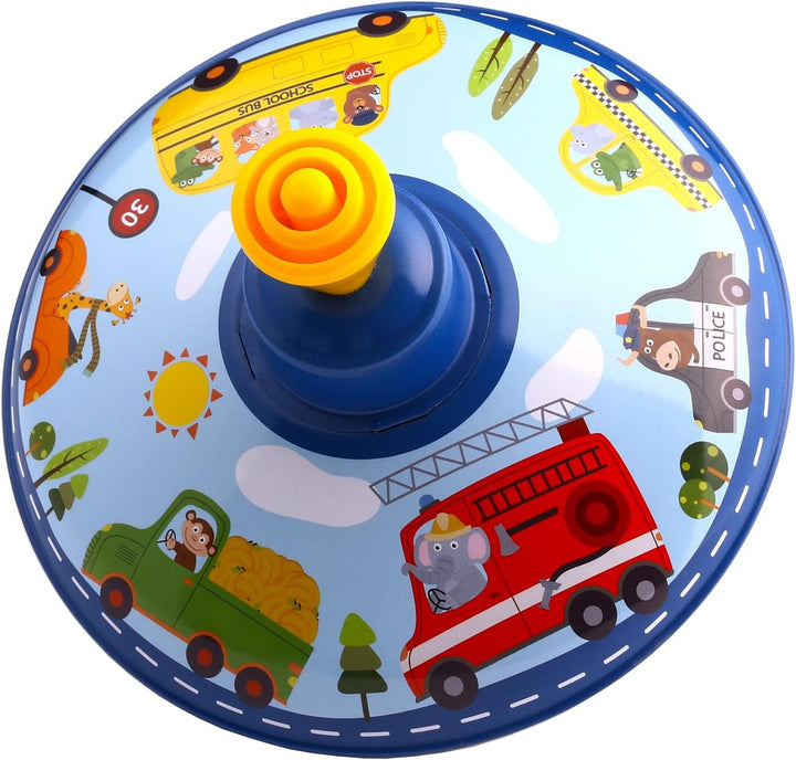 Retro Spinning Top Tin Toy for Kids – Fun Vehicle Classic Toys - Toddler Traditional Spin Tops - Metal Fidget Spinner for Kindergarten – Sensory Gyroscope - Novelty Gifts Party Favors