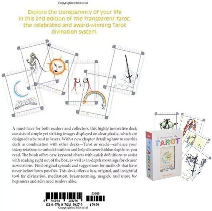 The Transparent Tarot, with Deck and Guidebook Box Set & Card Meanings, Classic Tarot Learning Deck Fortune Telling Game with Meanings on Them for Beginner
