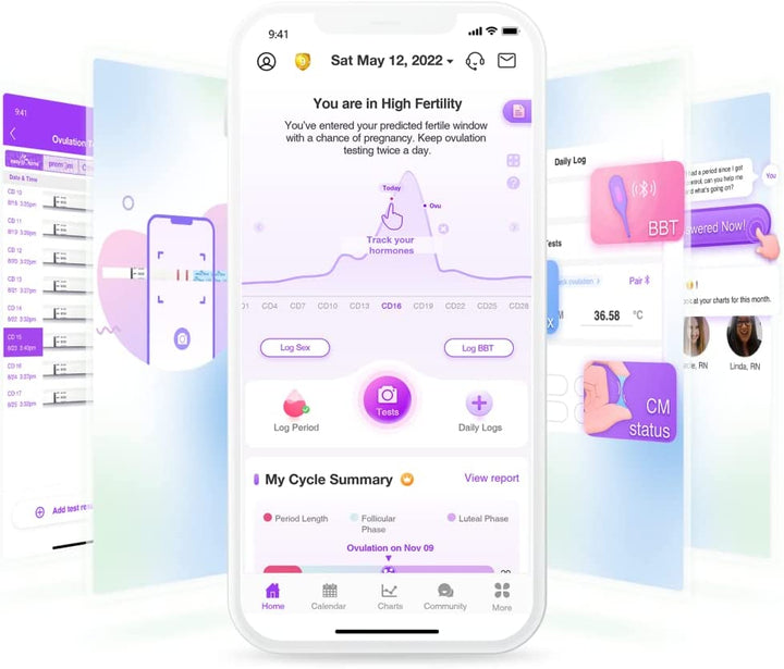 Ovulation & Pregnancy Test Strips Kit: 25 Ovulation Tests 10 Pregnancy Tests & 35 Large Urine Cups - Powered by Premom Ovulation APP | 25LH + 10HCG + 35 Urine Cups