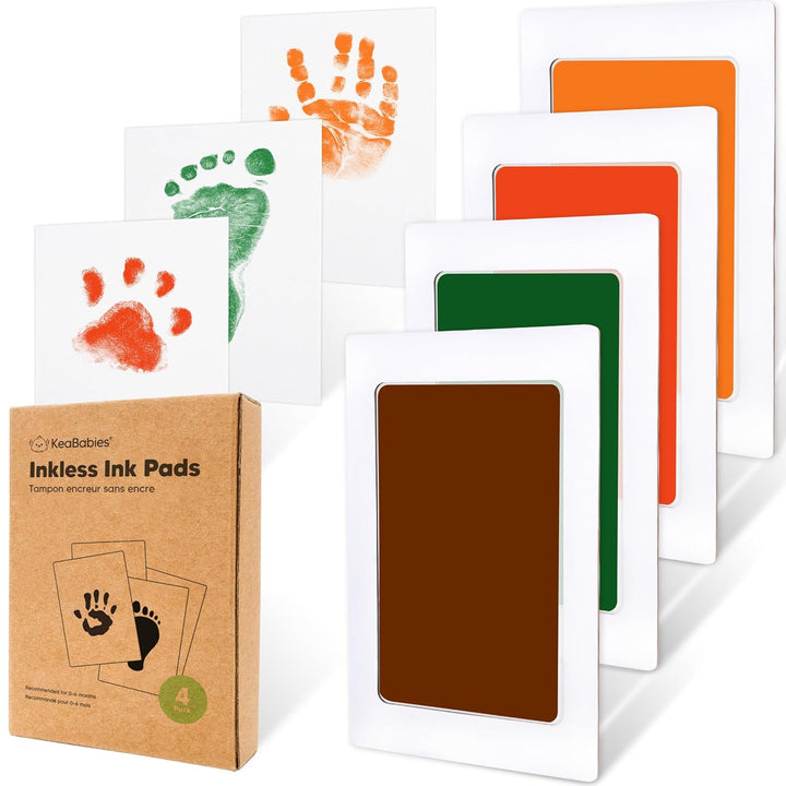 4-Pack Inkless Baby Hand and Footprint Kit - Mess Free Ink Pad for Newborn Keepsake, Dog Nose & Paw Print Kit, Clean Touch Ink Pad for Baby Hand & Footprints, Ideal New Mom Gifts (Jet Black)
