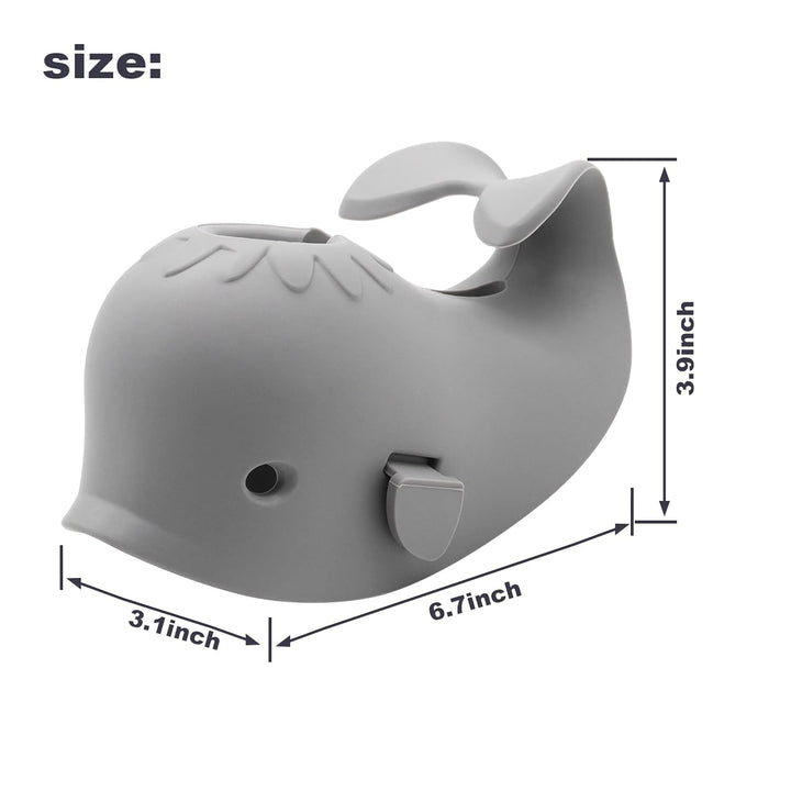 Baby Bathtub Faucet Cover, Faucet Cover Baby Bathtub Spout Cover, Bath Spout Protective Cover, Bathtub Safety Spout Guard, Baby Safety Protection Silicone Kit, Grey Whale Protector