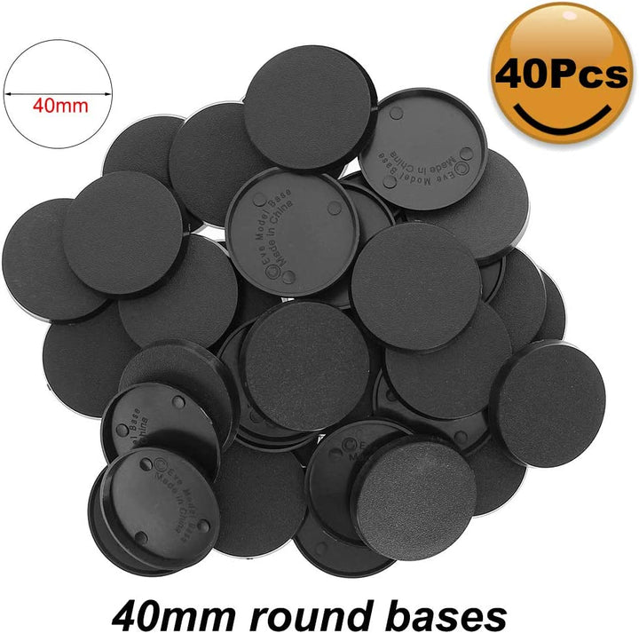 MB540 40Pcs round Plastic Model Bases 40Mm or 1.57Inch for Gaming Miniatures or Wargames Table Games