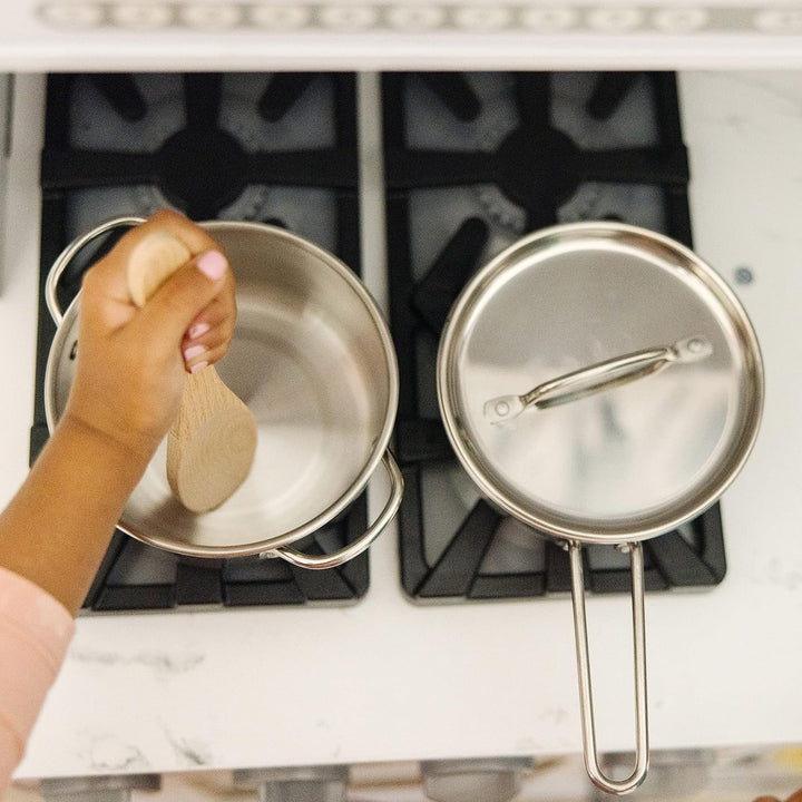 Stainless Steel Pots and Pans Pretend Play Kitchen Set for Kids (8 Pcs)