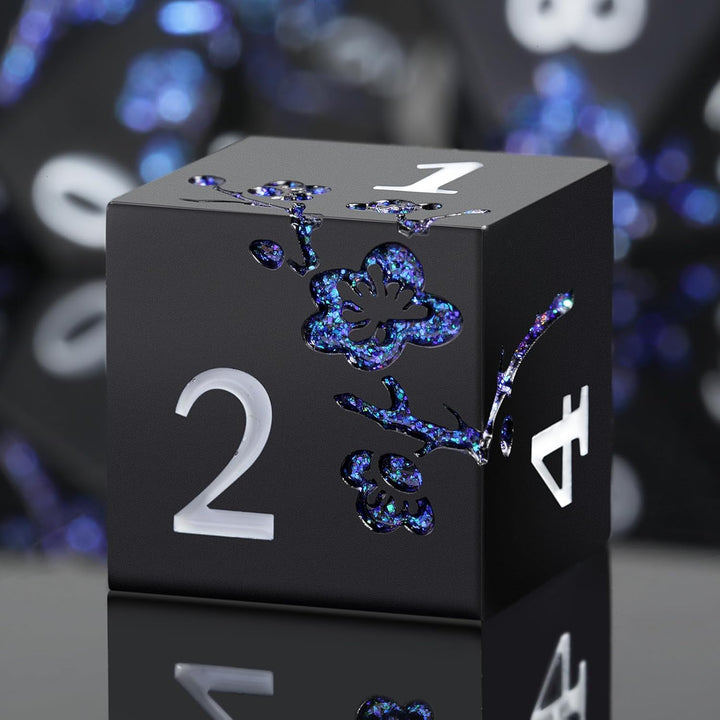 Metal Dice Set D&D, 7 Die Metallic Polyhedral Dice Set with Gift Metal Box and Gold Number for DND Dungeons and Dragons Role Playing Games (Black and Gold)