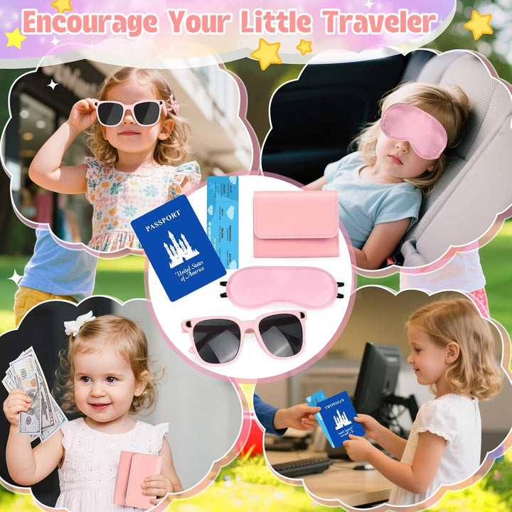 Play Purse for Little Girls, 35PCS Toddler Travel Purse with Handbag, Writing Tablet, Camera, Wallet, Fake Makeup, Girl Toys Includes Phone, Eye Mask, Pretend Play Toys for Girls Ages 3+