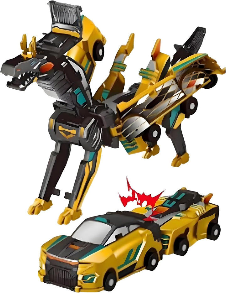 Transforming Dinosaur Toys, 2 in 1 Magnetic Cars Collision Transform into Dino Toys, for Boys Girls Toy Age 4-6, Christmas Birthday Gift (Blue Dragon)