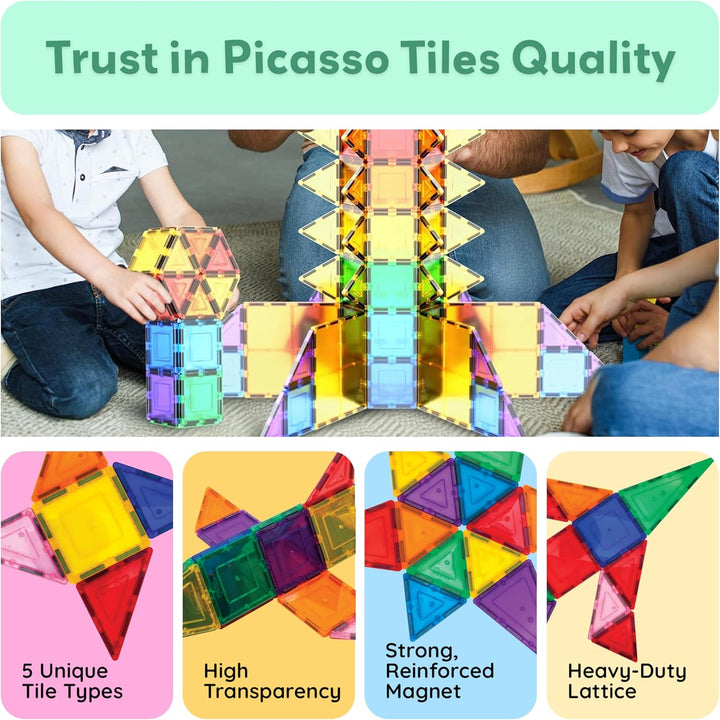 100 Piece Set 100Pcs Magnet Building Tiles Clear Magnetic 3D Blocks Construction Playboards, Creativity beyond Imagination, Inspirational, Recreational, Educational Conventional