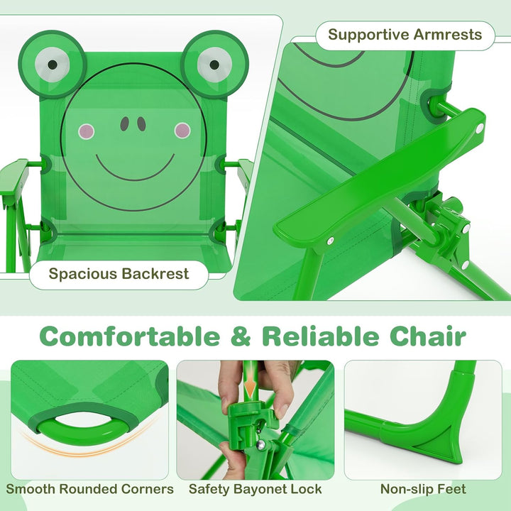 Kids Picnic Table, Kids Outdoor Table with 2 Folding Chairs, Height Adjustable Umbrella, Portable Children Outdoor Furniture for Patio, Garden, Backyard (Green)