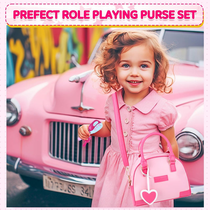 Little Girls Purse, Kids Toy Purse with Pretend Makeup, Play Purse for Little Girls, Pretend Play Toddler Purse, Birthday Christmas Princess Gifts Toys for Girls 3 4 5 6 7 8 Year Old