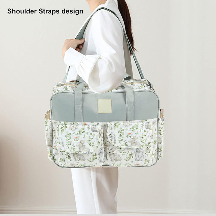 Baby Diaper Messenger Bag,Portable Shoulder Messenger Bag Large Capacity Mommy Diaper Bag for Pregnant Woman (Bunny)