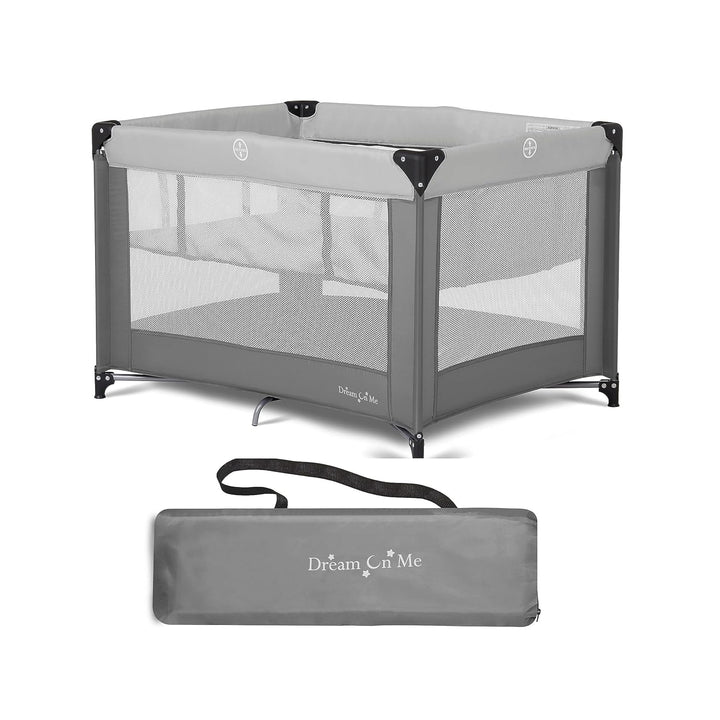 Zazzy Portable Playard with Bassinet in Black, Lightweight Packable and Easy Setup Baby Playard with Mattress and Travel Bag