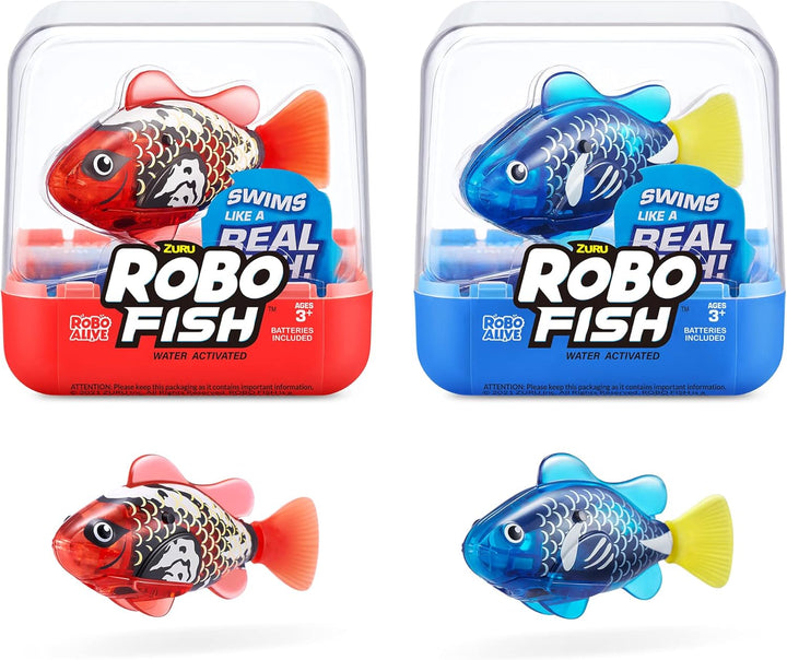 Robo Fish Robotic Swimming Fish (Teal + Orange) by  Water Activated, Changes Color, Comes with Batteries, Amazon Exclusive (2 Pack) Series 3