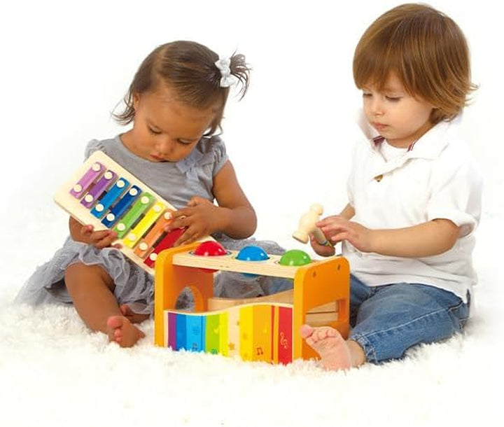 Pound & Tap Bench with Slide Out Xylophone - Award Winning Durable Wooden Musical Pounding Toy for Toddlers