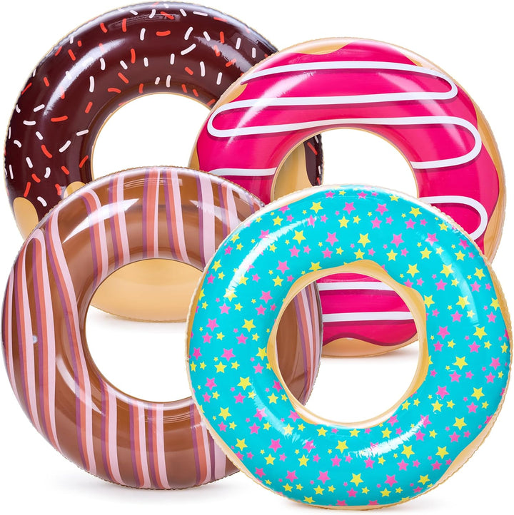 4 Pack Inflatable Pool Floats, Pool Tube Rings, Swim Tubes, Floaties Toys, Beach Swimming Party Toys for Kids and Adults