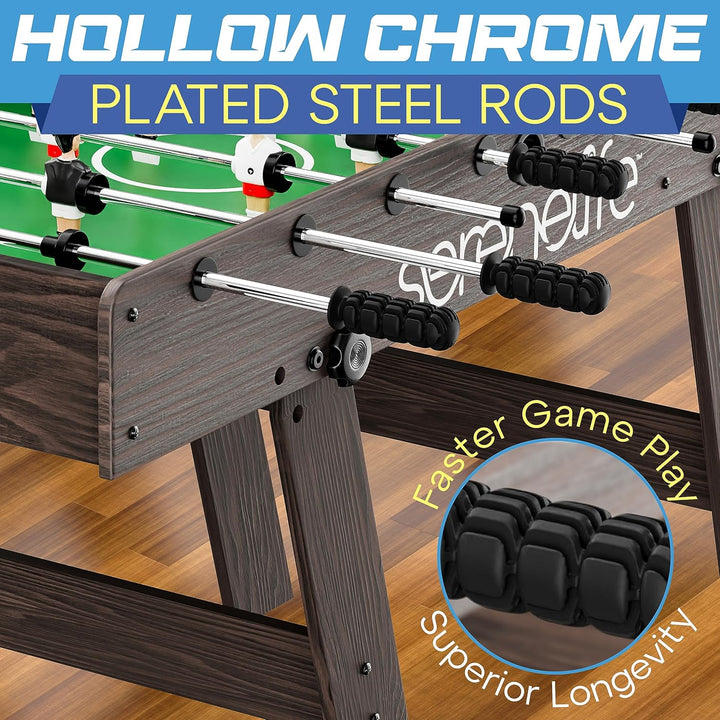 Folding Foosball Table, 4’ X 2’ Full Competition Size Foldable Space Saving Table Soccer for Home, Arcade Game Room, for Indoor or Outdoor, Family Game Night, Perfect for Kids and Adults