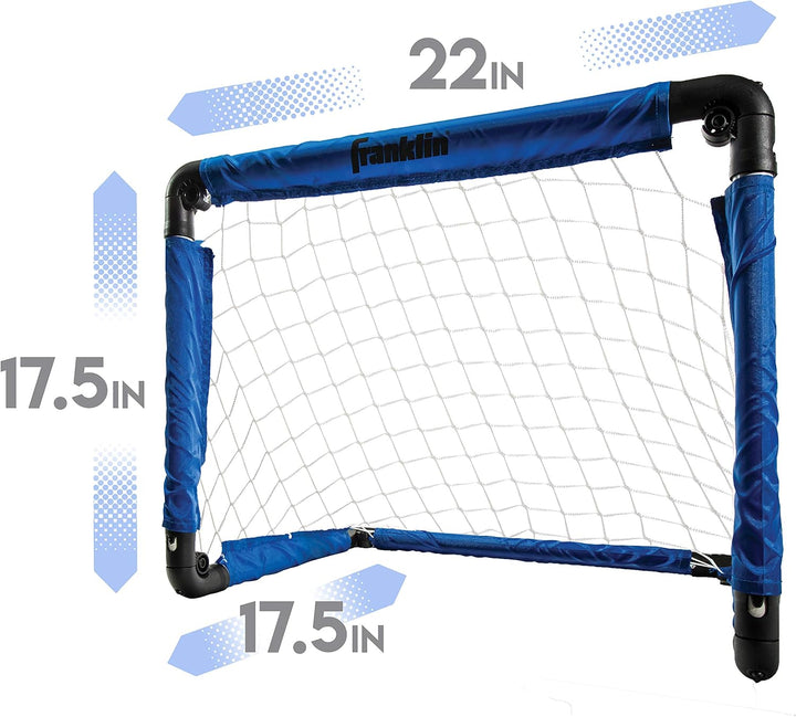 Indoor Mini Goal Sports Set - 3 in 1 Kids Indoor Goal Set - Indoor Mini Floor Hockey, Knee Hockey, and Mini Soccer Set for Kids, Blue, 22 X 17.5-Inch