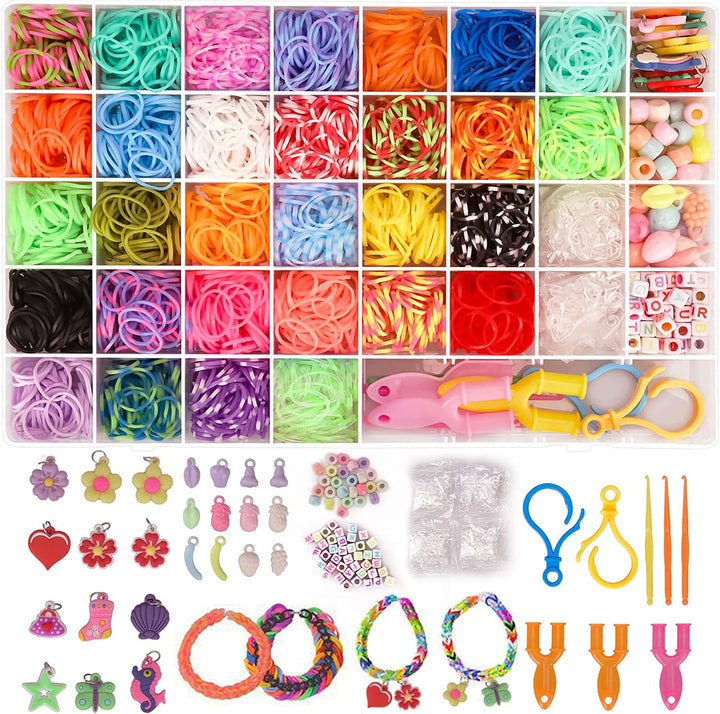 3000+ Rubber Band Bracelet Kit, Colorful Loom Bracelet Making Kit with Storage Box, DIY Art Craft Set with Charms Beads for Beginners Birthday Christmas Parties Gift
