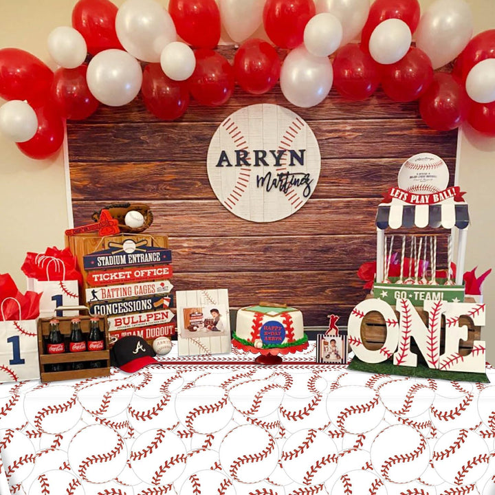 4 Pcs Baseball Tablecloths, Rectangular Baseball Pattern Table Cloth Disposable Party Decorations Table Covers for Boys Sports Event Birthday Party Supplies, 51X86 Inch
