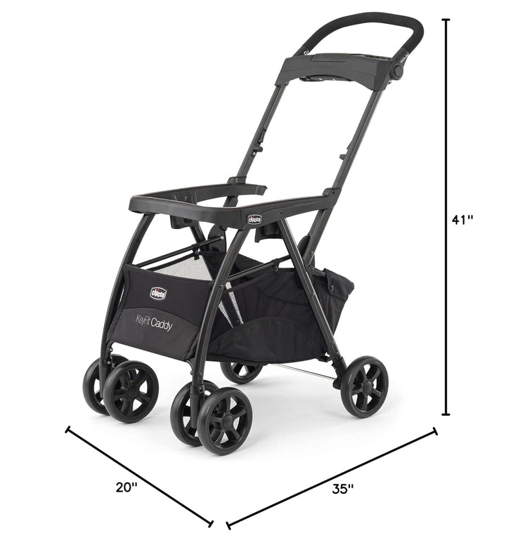 Keyfit Caddy Frame Stroller, Accepts All  Infant Car Seats, Adjustable Handle, Parent Tray | Black/Black
