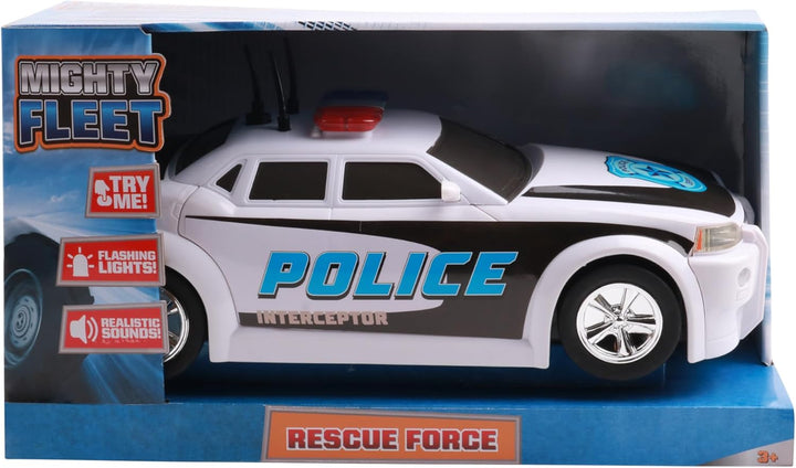 Rescue Force 12" Police Cruiser Toy: Realistic Lights & Sound Effects, Free Wheeling Play & Batteries Included - Ages 3+