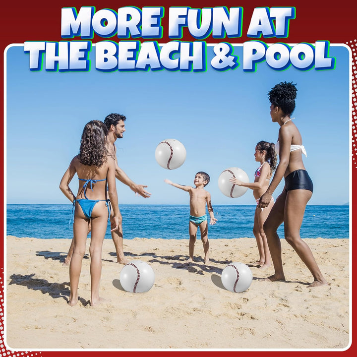 Inflatable Baseball (Pack of 12) 16-Inch, Baseball Beach Balls for Themed Party Decorations & Birthday Decor - Pool Ball Toys Party Favors & Goodie Bags Favors for Kids, Boys and Girls