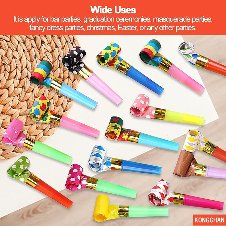 25Pcs Party Blowers,Colourful Noisemakers Party Blowouts Squawkers Fringed Noise Maker,Birthday Noisemakers Birthday Blow Horns Party Whistles