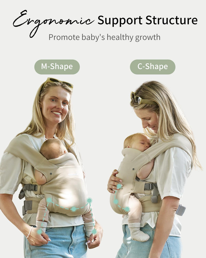 Baby Carrier Newborn to Toddler, Cozy Baby Wraps Carrier, Ergonomic Baby Carrier with Head Support, Cream