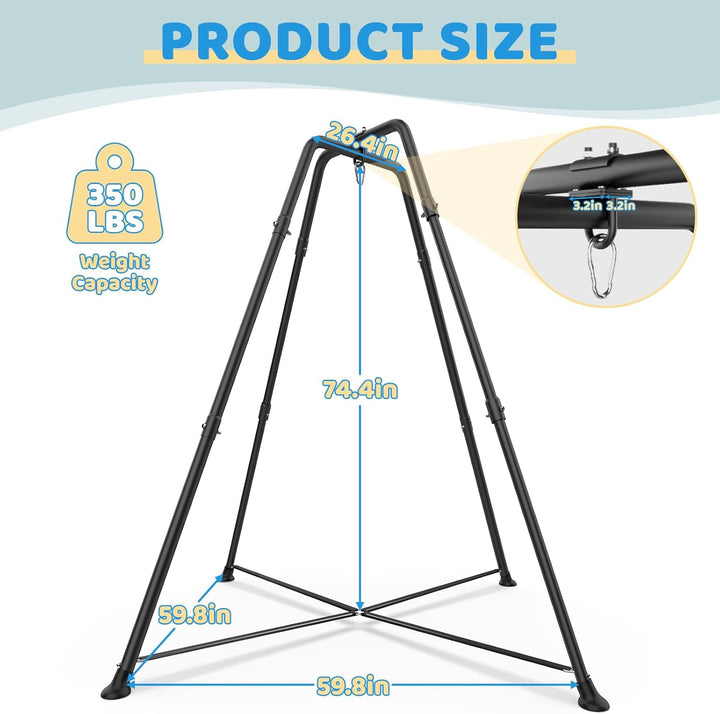 Swing Stand Frame with Sensory/Pod Chair, X-Shaped Swing Set, Metal Hammock Chair Stand for for Kids and Adults Indoor and Outdoor 330LBS