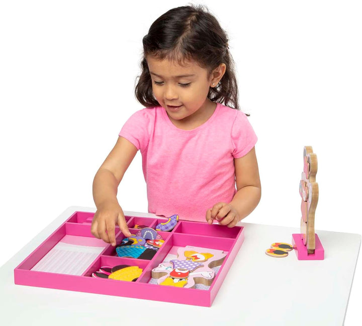 Disney Minnie Mouse and Daisy Duck Magnetic Dress-Up Wooden Doll Pretend Play Set (40+ Pcs) Minnie Mouse Toys, Disney Dress up Dolls for Preschoolers and Kids Ages 3+
