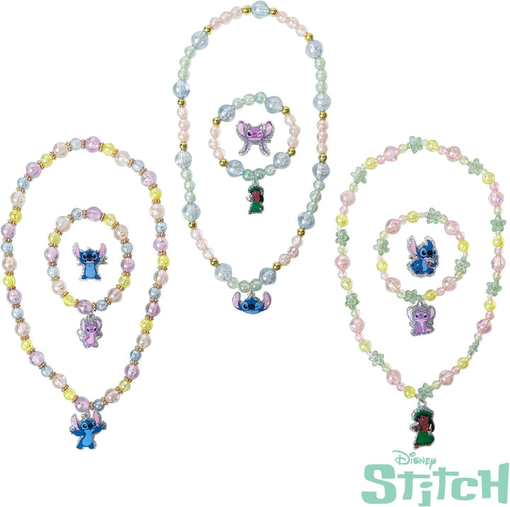 Lilo & Stitch Girls Jewelry Set - Dress up 9 Piece Toy Jewelry Box Set with Bead Necklace, Bracelet and Ring - Play Accessories - Ages 3+