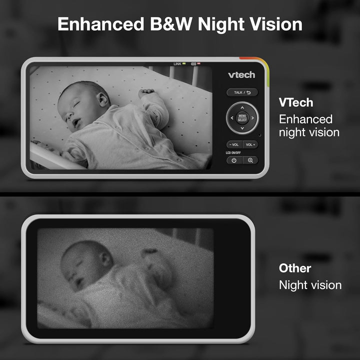 Smart Wifi Baby Monitor, 2K CMOS Sensor Camera, 5.5-Inch HD IPS Screen, Clear Infrared Night Vision, Pan-Tilt, 24X Zoom, 2-Way Talk, Multi-Color Night Light, Soothing, Free App: Smart HD Plus