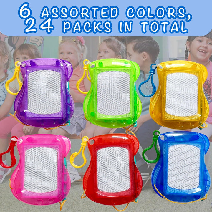 24 Pack Mini Magnetic Drawing Board Keychain for Backpack Erasable Sketch Valentines Toys Bulk for Kids Classroom Gifts Rewards Party Favors Goodie Bag Stocking (24 Pcs Draw Keychain)