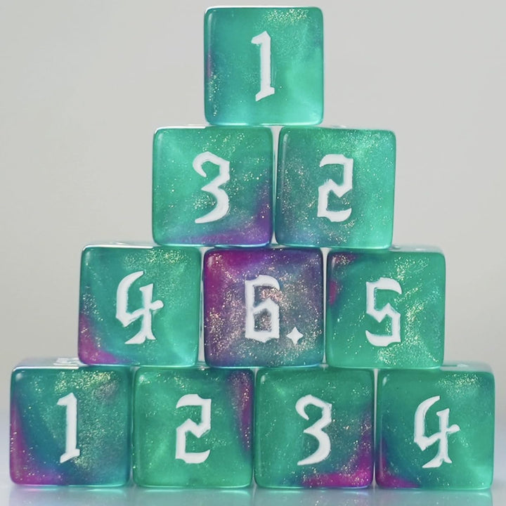 10 PC D6 Dice 16Mm Acrylic Dice Set for RPG MTG DND Dice Table Games and Board Games (Pink + Blue)