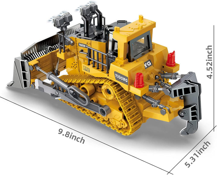 Rc Bulldozer Toys for Boys,Construction Remote Control Bulldozer with Metal Bulldozing Shovel Lights/Sounds for Kids Boys