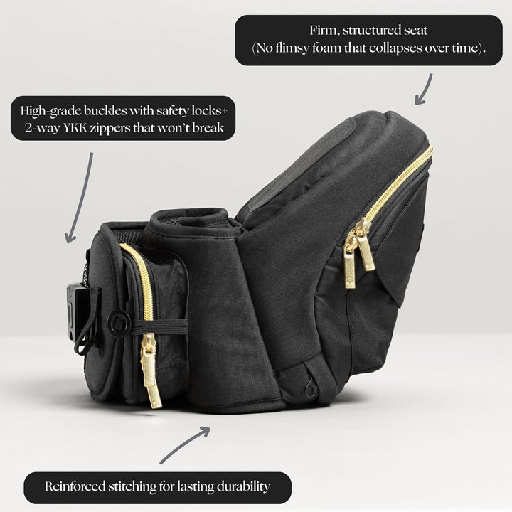 the Original Premium Quality Hip Seat Carrier – Safety-Certified Baby & Toddler Carrier with Secure Safety Buckles, No-Flimsy-Foam Design, Storage Pockets & Nursing Pillow. 0–3 Yrs