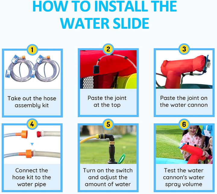 Inflatable Water Slide, Blow up Water Slide with Climbing Wall, Water Slide for Kids Backyard with Basketball Hoop, Water Cannon and Splash Pool