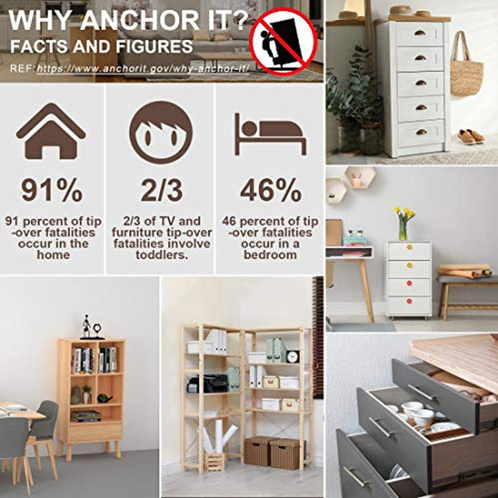 Furniture Straps (10 Pack) Baby Proofing anti Tip Furniture Anchors Kit, Cabinet Wall Anchors Protect Toddlers from Falling Furniture, Adjustable Child Safety Straps Earthquake Resistant
