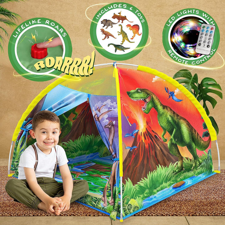 Dino Super Dome with Roar Button, Dinosaur Toys and LED Lights - Epic Dinosaur Tent for Kids Aged 3-12 Perfect for Indoor & Outdoor Adventures