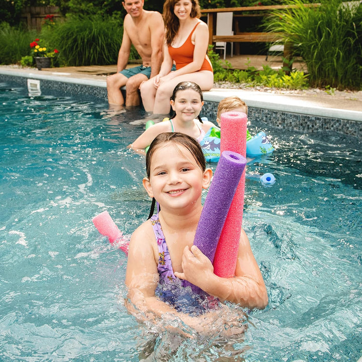 Swim Noodle 35 Pack Pool Noodles, Red, Blue, Green, Purple, Yellow Foam, 4.5 Feet, 55"L X 2"W X 2"H Each