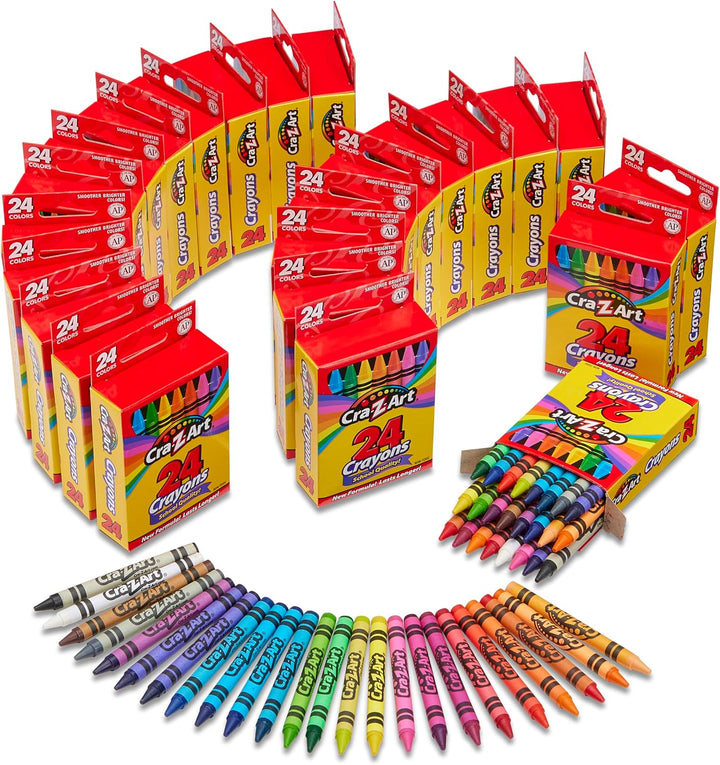 24Ct Crayons Pack, Perfect Back to School Essential, Art Supplies for Coloring Fun, Ages 3 and Up