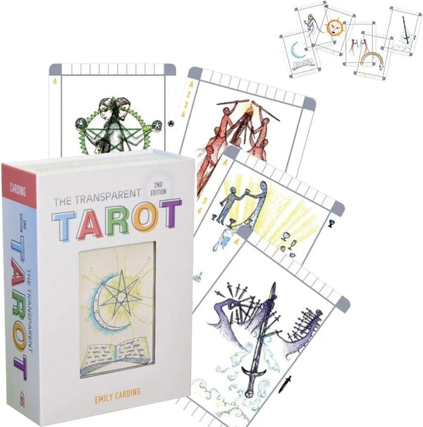 The Transparent Tarot, with Deck and Guidebook Box Set & Card Meanings, Classic Tarot Learning Deck Fortune Telling Game with Meanings on Them for Beginner