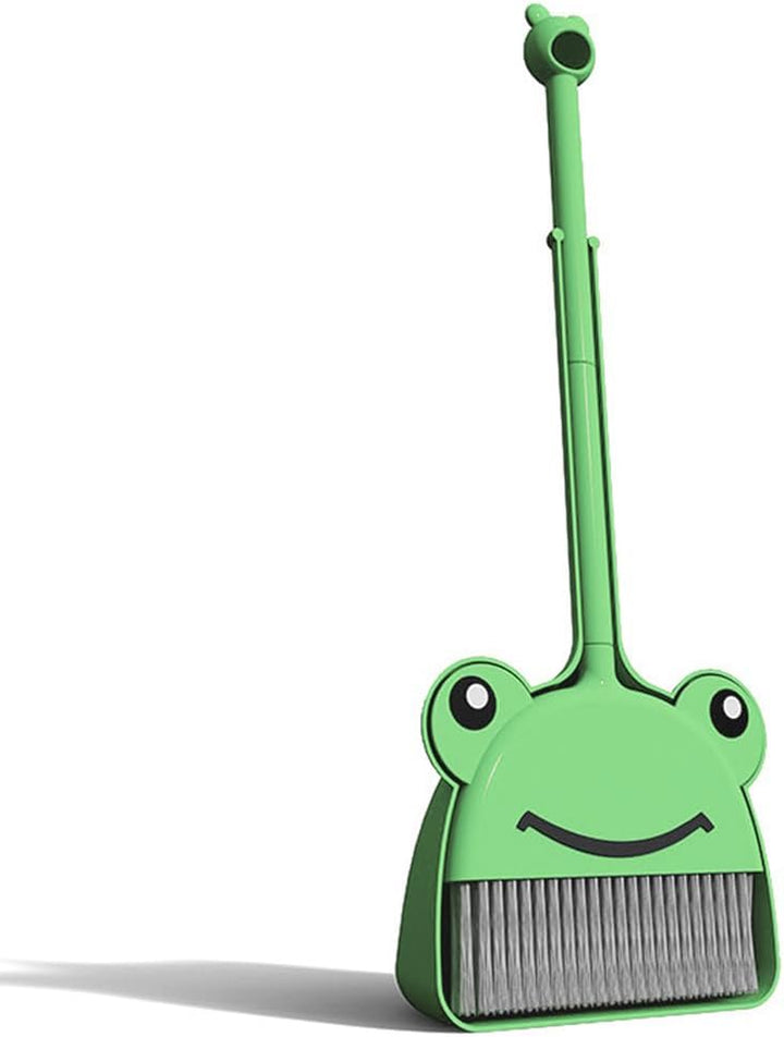 Mini Broom with Dustpan for Boy I Kids Small Cleaning Set Combo Pretend Play I Toddler Kitchen Dress up Toys–Frog Green