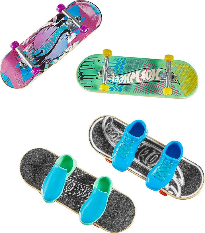 Skate Tony Hawk Fingerboard & Removable Skate Shoes Multipack, 4 Fully Assembled Boards, 2 Pairs of Skate Shoes, 1 Exclusive Set (Styles May Vary)