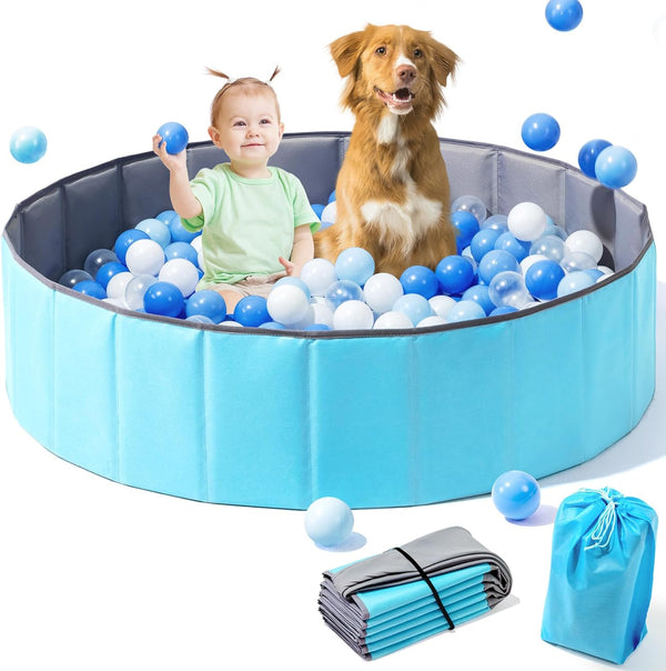Large Ball Pit for Toddlers - 44In Baby Ball Pool with Playmat, Hold over 1000 Balls, Foldable Play Pit for Kids Dogs Indoor and Outdoor Games, Party Toys Gifts, Balls Not Include (Blue)