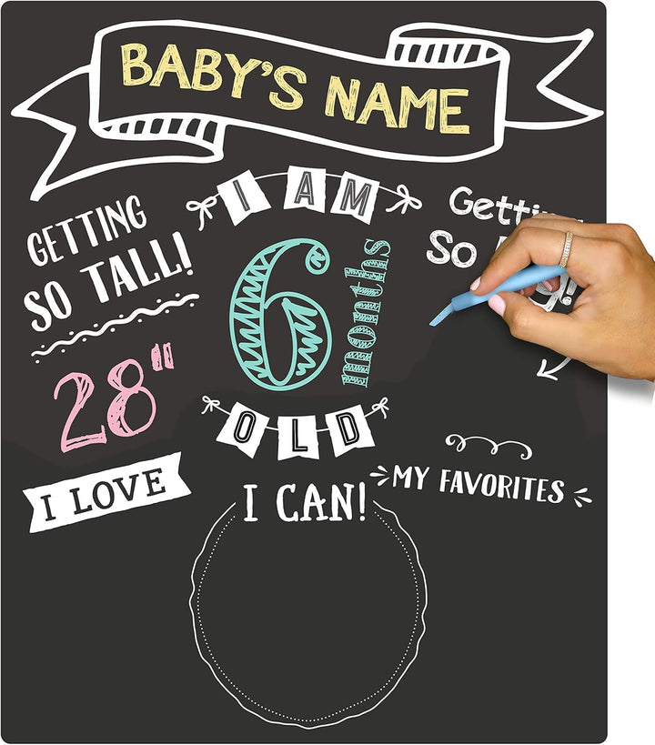 All about Baby Milestone Photo Sharing Monthly Chalkboard, Baby Photo Prop, Black