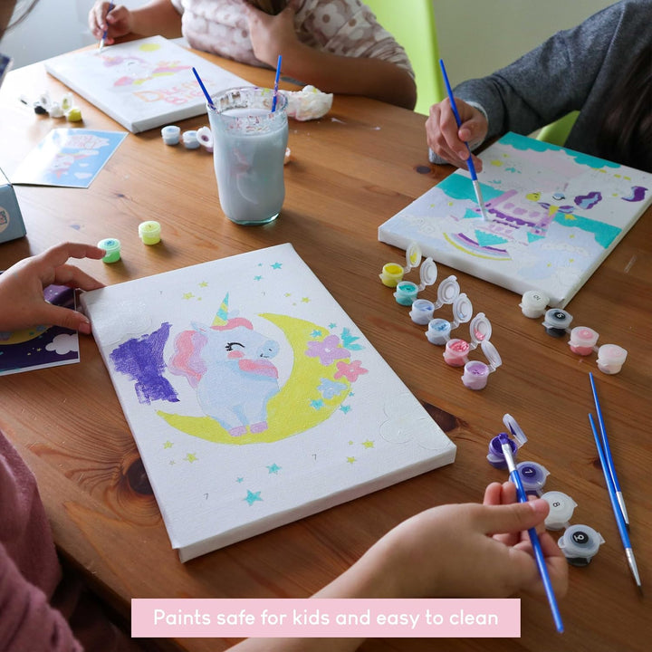 Paint by Numbers Kit for Kids Unicorns Pack 3 Canvas Paint by Number Canvas Framed Pre Drawn, Unicorn Gifts for Girls | Arts and Kids Crafts 4-6 8-12, Pintar Por Numeros | Unicorn Craft