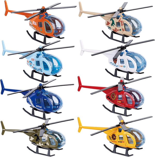 Alloy Mini Helicopters Model Toy - Police, Fire, Engineering Work, Military Helicopter - Diecast Helicopters with Spinning Propellers, Birthday Party Favors for Kids (8)