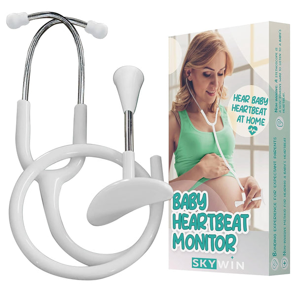 -Fetal Heartbeat Monitor, Fetoscope Heart Beat Monitors for Pregnancy Detection - 24 Weeks, Baby Heartbeat Monitor Pregnancy, at Home Fetal Heartbeat Monitor with the Stethoscope (White)