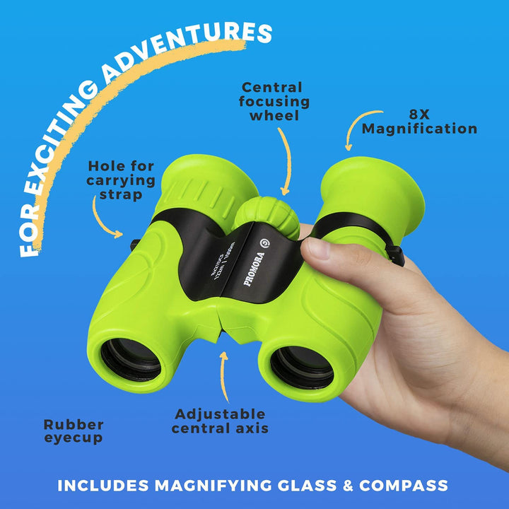 Binoculars for Kids, Set with Magnifying Glass & Compass Purple - Perfect Toy for Little Boys and Girls, Kids Binoculars for 3-12 Years Boys and Girls Present for Toddler